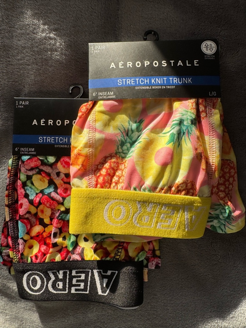 PSD Kids Stretch Knit Trunks - Yellow Pineapple & Black Cereal Print